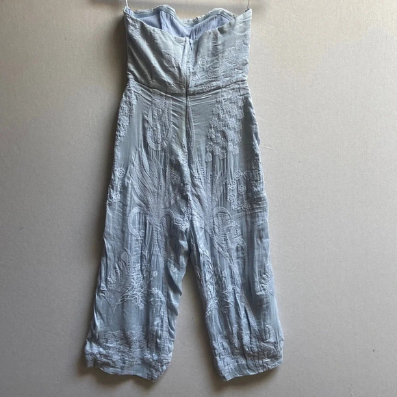 Aijek Silk Blend Lace Strapless Wide Leg  Jumpsuit Anthropologie Lace Sz 3 - Picture 3 of 15